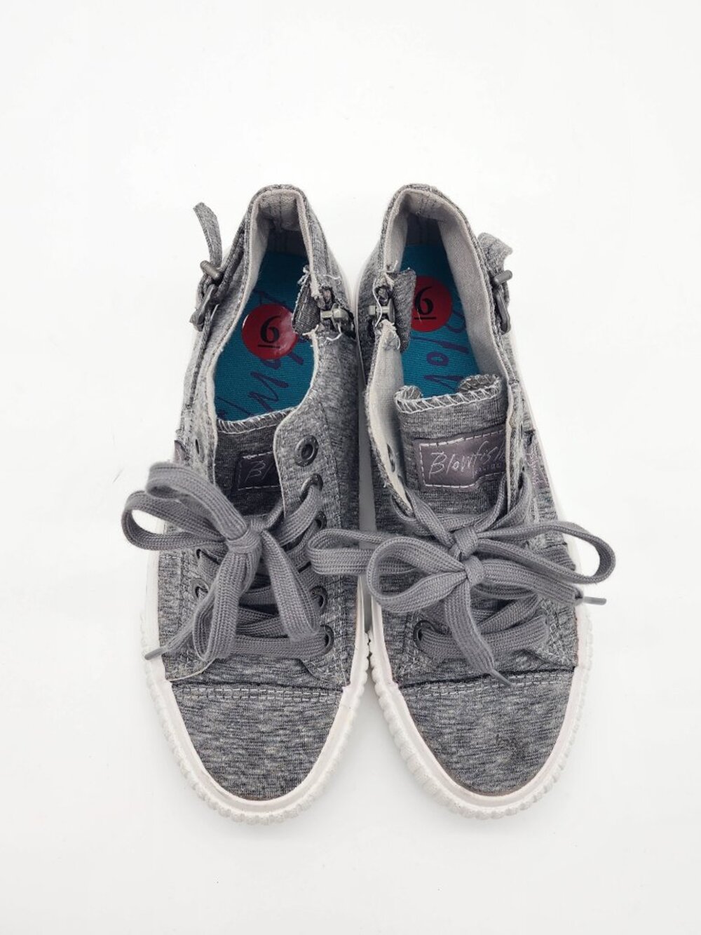 Grey/White Low-Top Side Strap Sneakers | Women's 6 - Picture 8 of 13